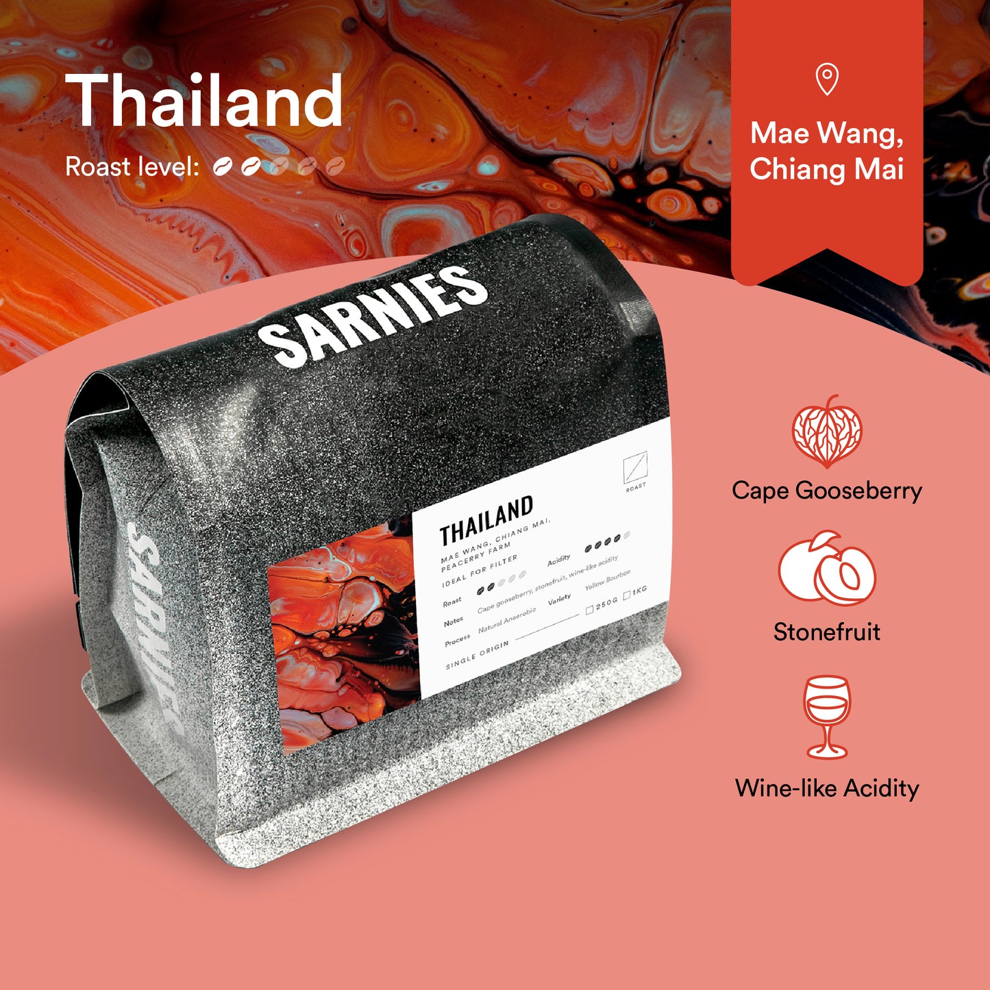 Thailand, Chiang Mai, Mae Wang, Peacerry Natural Anaerobic Coffee Beans