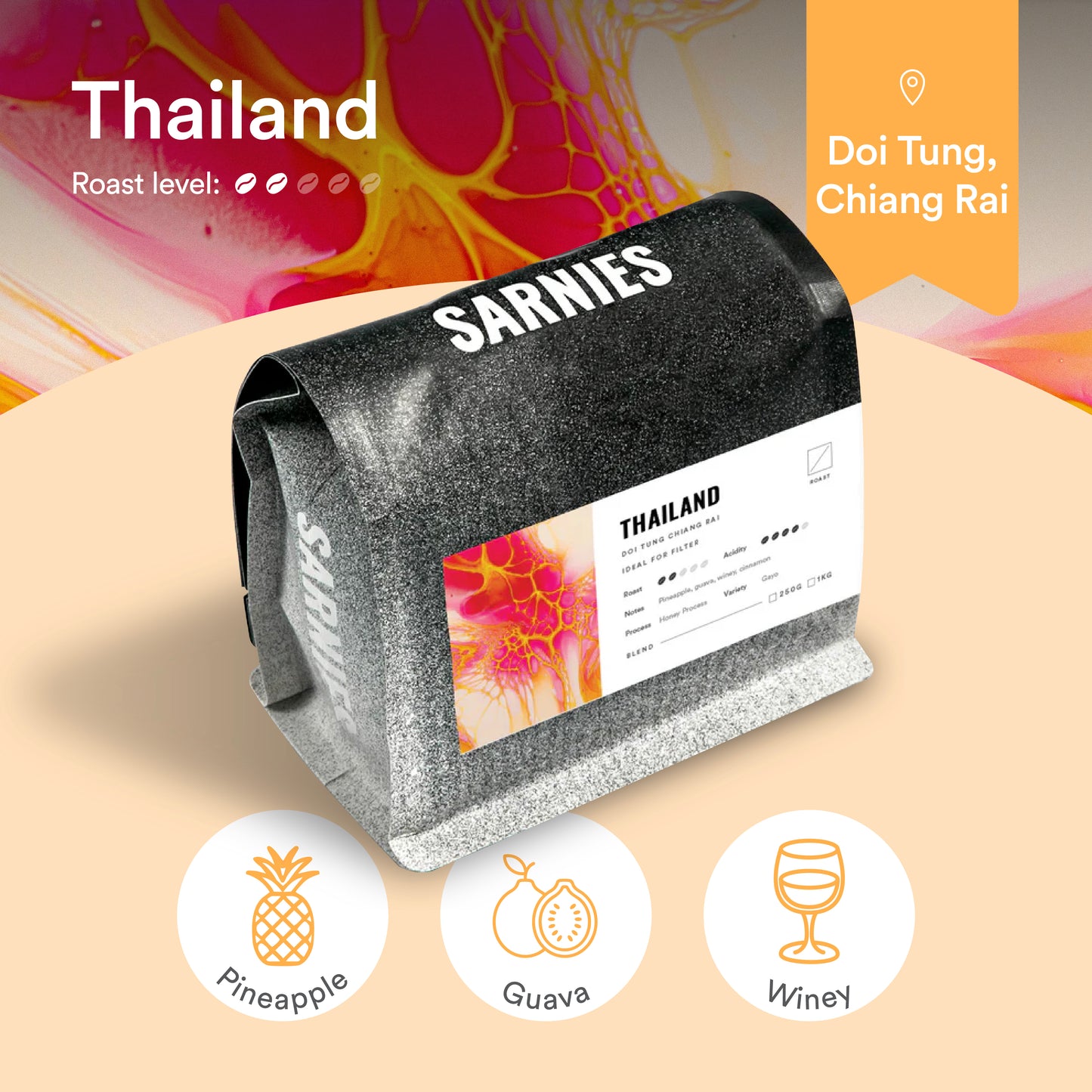 Thailand, Doi Tung, Chiang Rai, Gayo Honey Process Coffee Bean (Single Origin)