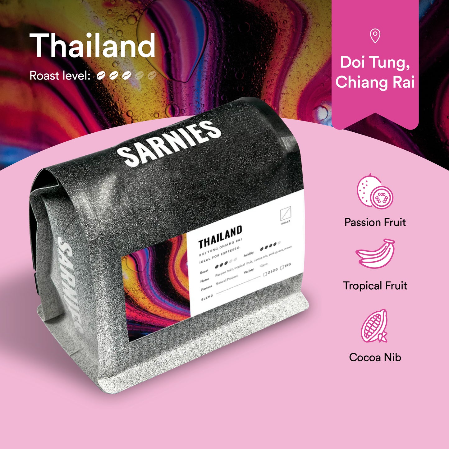 Thailand, Doi Tung, Chiang Rai, Gayo Natural Process Coffee Bean (Single Origin)